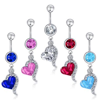 Popular Puncture Jewelry Water Drops Peach Heart Belly Button Ring Heart -Shaped Personality Fashion Umbilical Nails