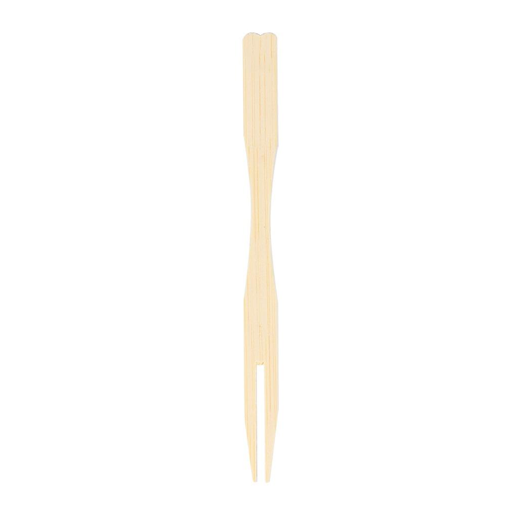 800Pcs Bamboos Raw Dessert Pick Mini Two-prong Fork Snack Fork Fruit Skewer Outdoor Snack Eating