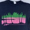 Vintage 80s California Beach Neon Sunset Shirt Mens Small Palm Trees Tee USA
