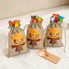 Halloween Decorations for Kids 2PCS Drawstring Treat Bags, Cartoon Pumpkin Faux Linen Trick or Gift Pouches Sacks, Candy Storage Party Favors