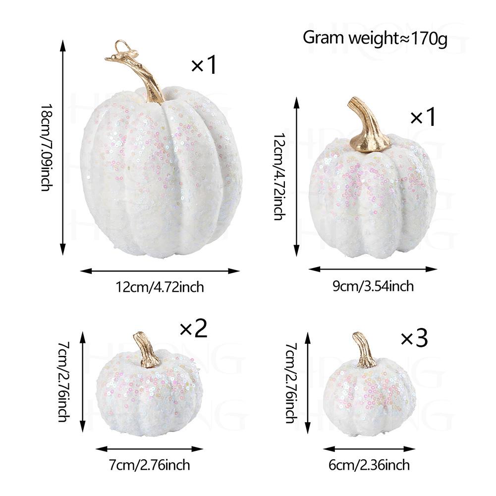 7PCS Gold Glitter Pumpkin Decor Set  Glittered Plastic Pumpkin Decor Set - Perfect For Fall, Halloween Festive Party Decorations