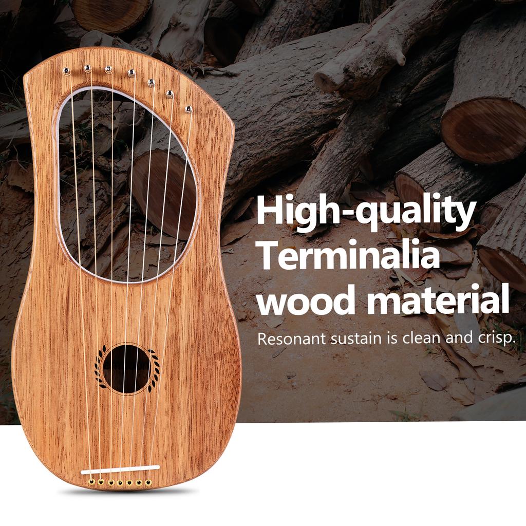 7-String Lyre Harp Ancient Lyres Terminalia Wood String Instrument with Carry BagCelsius Extra String SetCelsius Tuning WrenchCelsius Cleaning C