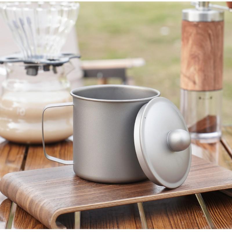 Titanium Travel Mug With Lid Lightweight Camping Cup Office Outdoor Use 380ml 420ml