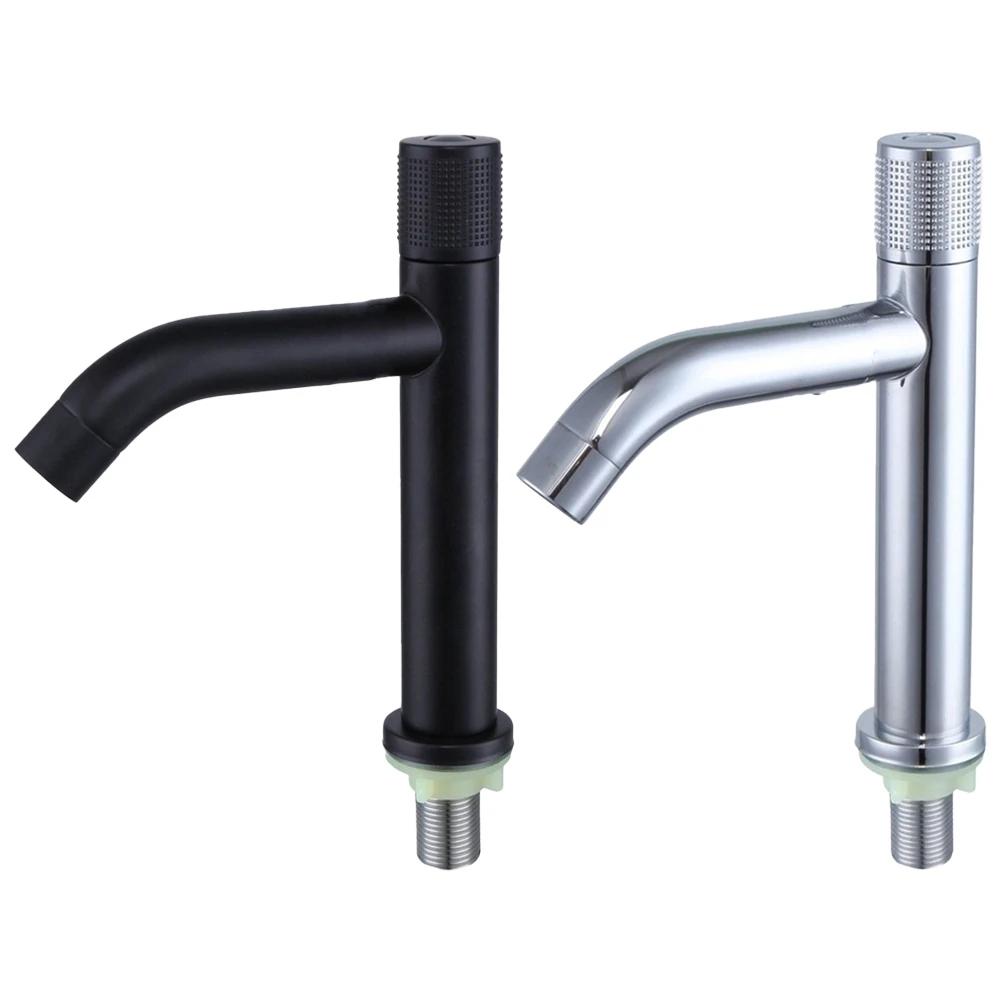 Basin Faucet Bathroom Washbasin Water Tap Single Cold Water Basin Sink Tap Stainless Steel Modern Household Bathroom Faucet