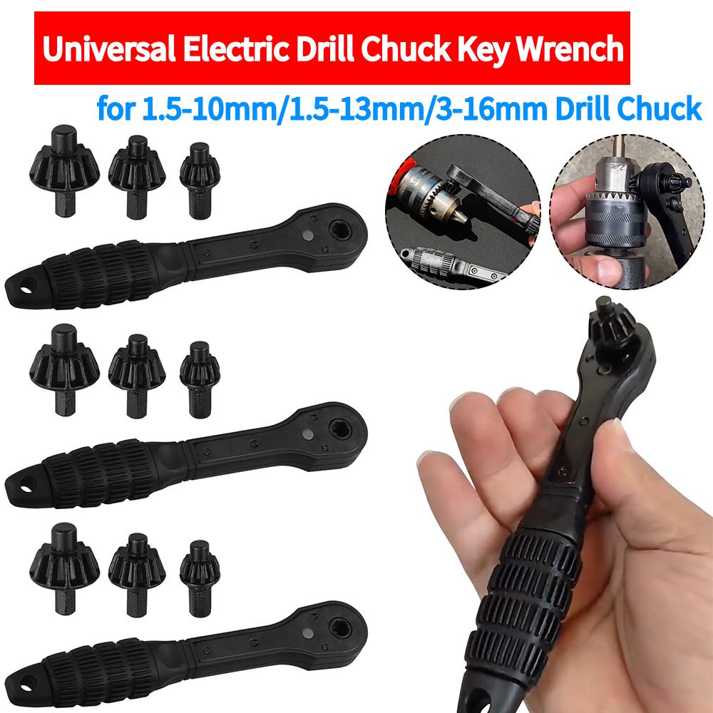 3-in-1 Ratchet Drill Chuck Key Wrench Universal Chuck Key Replacement Tool Quick Disassembly Three-jaw Key Drill Accessories