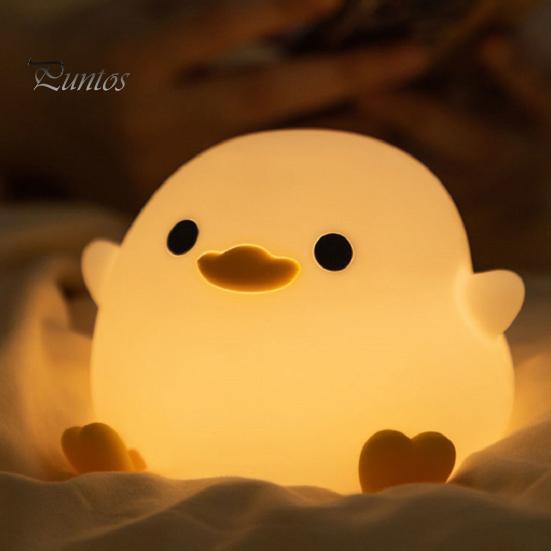 Duck Night Light Dimmable Soft Lighting Flicker Free Rechargeable Adorable Appearance Cartoon Duck LED Bedside Lamp