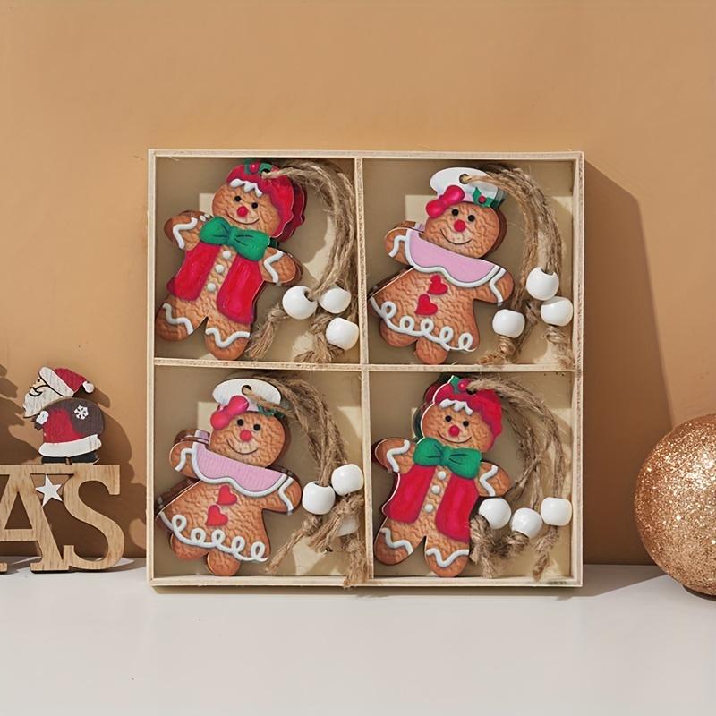 

коробка 12 шт. рождественские украшения мультяшные подвесные деревянные пряничные человечки куклы подвески елочные игрушки оптом