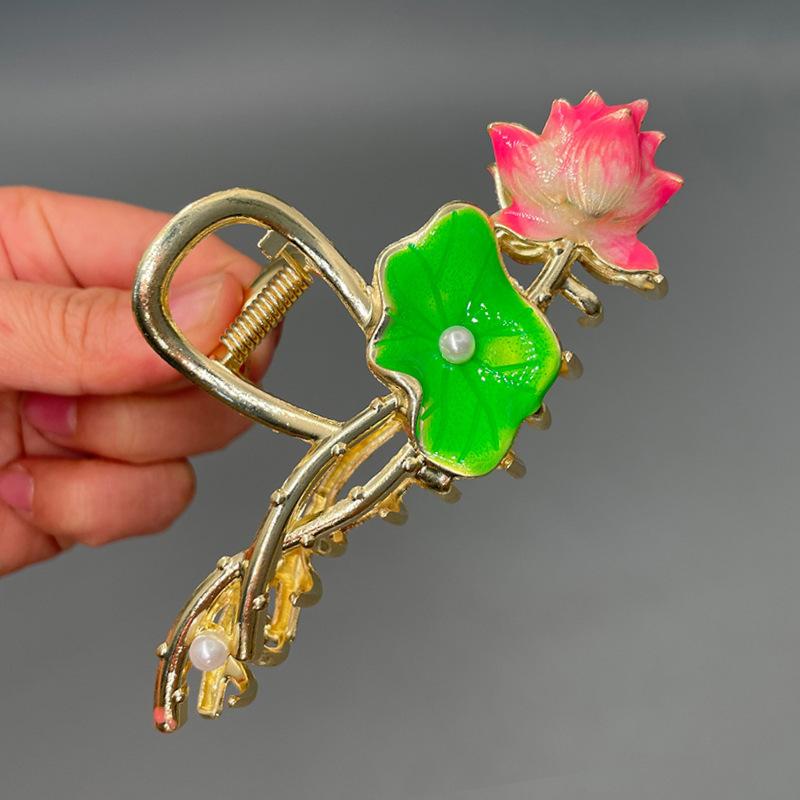 Stilig Fresh Temperament Oil Drop Floral Metal Shark Hair Clip