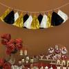 Black, Gold & White Three-Color Tassel Strands - 12 Pcs Aluminum Foil Streamers for DIY Decoration