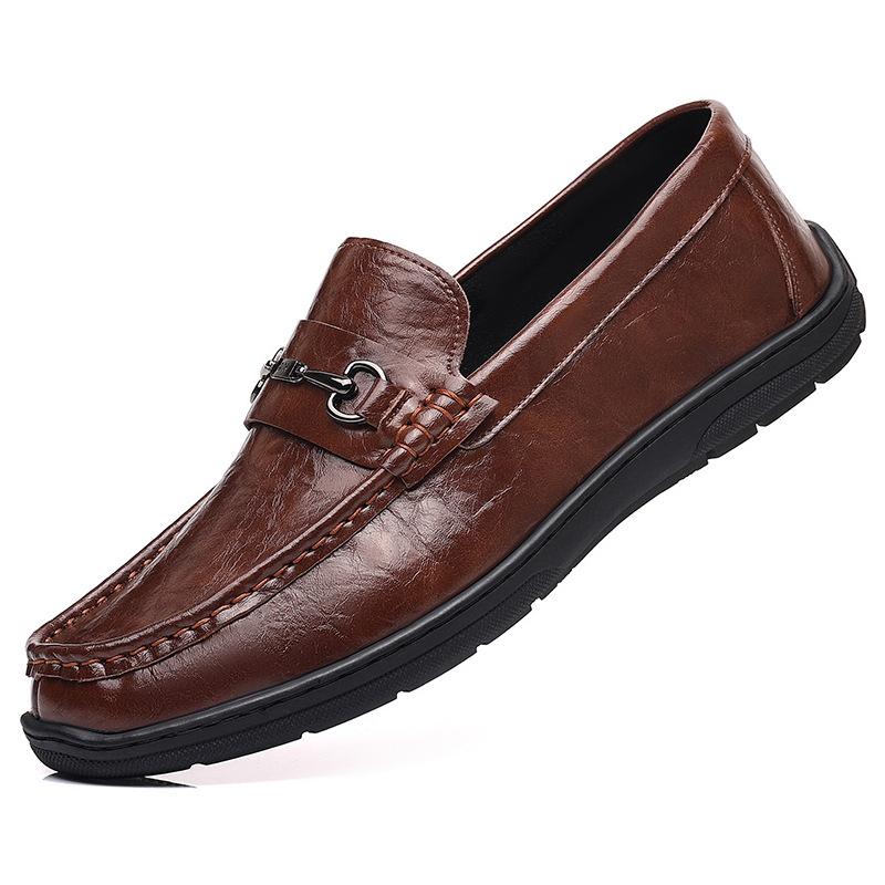Cowhide British Loafers Men's Trend Versatile Doudou Shoes Casual Leather Shoes One Pedal Men's Shoes