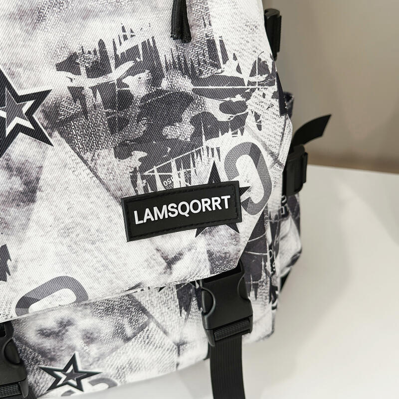 Student School Bag Nylon Backpack Men's Large Capacity Graffiti Backpack