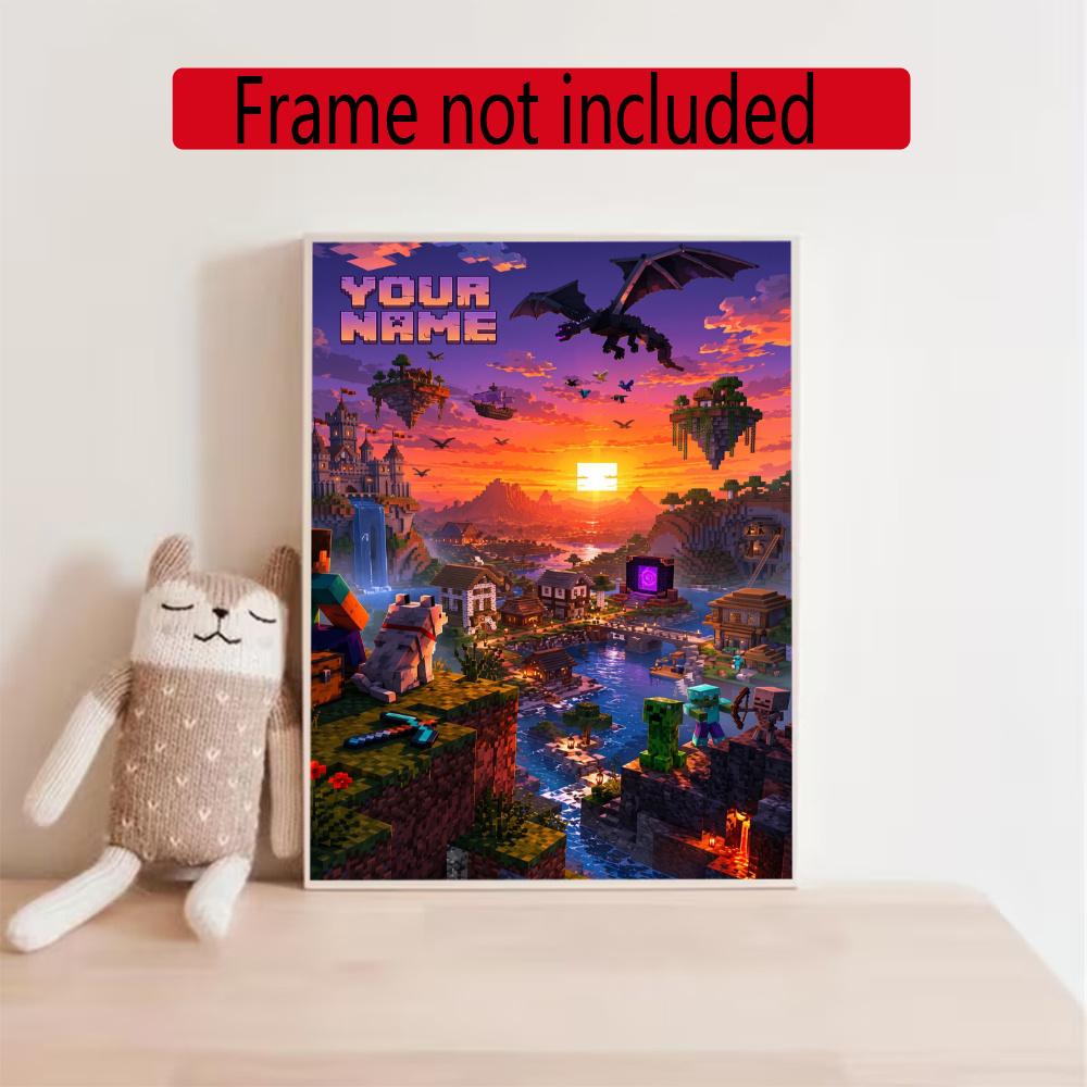 Minecraft Personalized Name Round Diamond Painting Kit Diamond Embroidery Painting Rhinestones Mosaic Frameless Handwork Decoration Arts