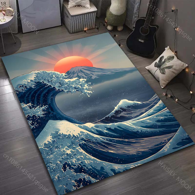 

1PC Red sun, wave, mountain Pattern Rug Carpets for Bedroom Living Room Sofa Mat Creative Door Mat Cloakroom Home Decor 40x60cm