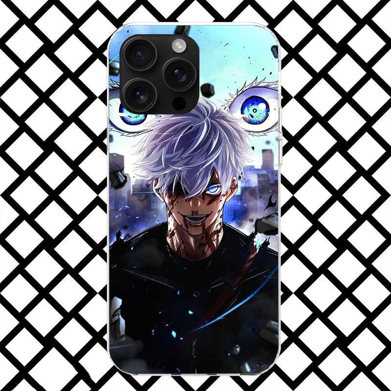 Kaisen J-Jujutsu Gojo Satoru Handyhülle für iPhone 17 Air 16 16E 15 14 Plus 13 Mini 12 11 Pro Max 7 8 + SE 2020 Weiche Hülle Funda