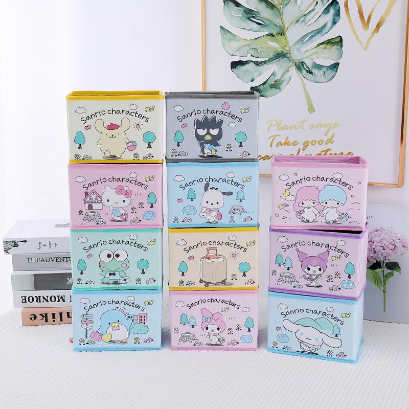 Hello Kitty Kuromi Cinnamoroll My Melody Pattern Foldable Desktopstorage Box For Office And Bedroom Decluttering