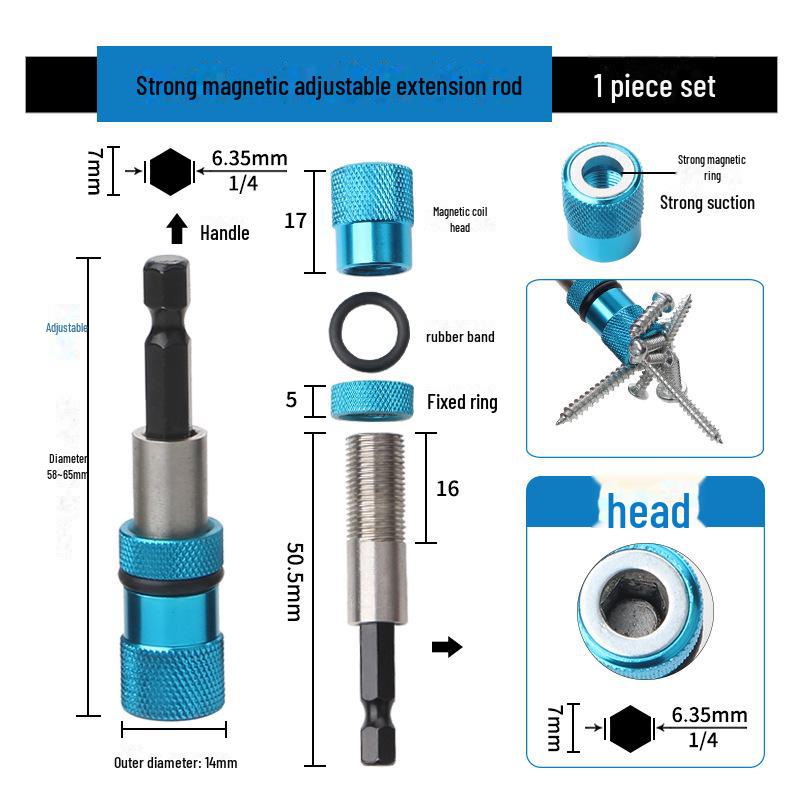 6.35mm Magnetic Hexagonal Self-Locking Extension Rod for Electric Drill