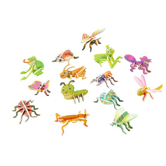 25Pcs DIY 3D Animal Puzzle Set Insect Dinosaur Sea Animal Puzzle Assembly Activity Game Kids Educational Jigsaw Toy Classroom Prizes Party Favors