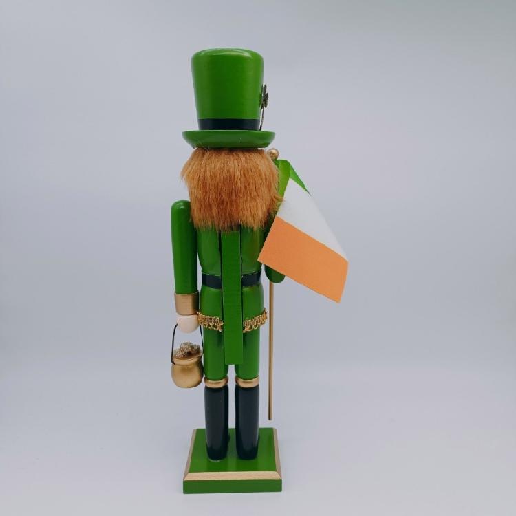 38cm Holz Grün Shamrock Nussknacker Designs Figur St. Patricks Day Figuren Irisches Festival Soldatenfigur für Sammler