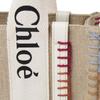 Chloe Woody Signature Logo Print Satin Ribbon Linen Canvas And Calfskin Tote Bag Women Tote Bags White CHC22-AS397H74-101