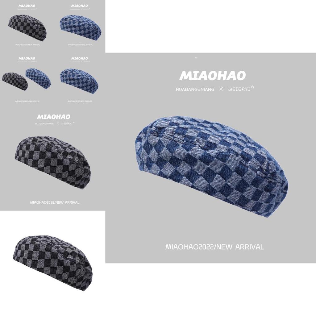 Chic And Classic Women's Beret Cotton Plaid Design For A Timeless Look