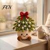 Handmade Crocheted Yarn Flowers Simulated Crochet Christmas Potted Decor, Knitted Mini Artificial Tree Flower Handcrafted Wool Pots Ornament,
