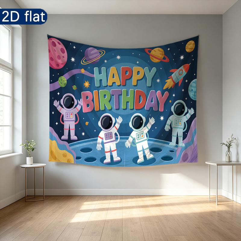 Space Birthday Backdrop 1pc - Polyester Background