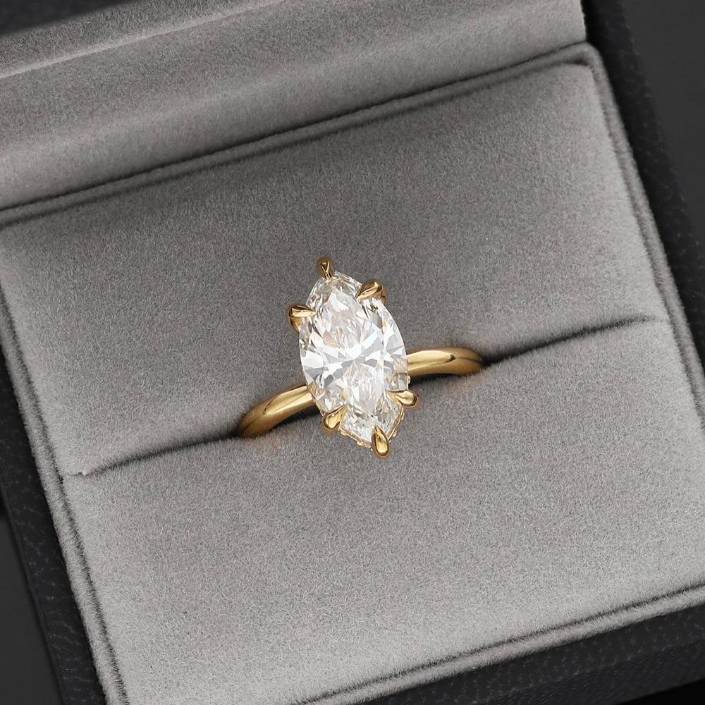 BXINY 1/2CT Marquise Cut Moissanite Ring 925 Silver for Women Solitaire Wedding Band Gifts Fine Jewelry GRA