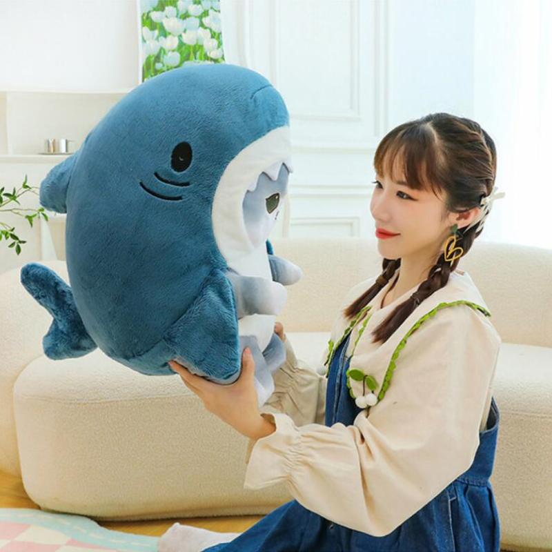 1 Piece Cute Stuffed Animals Soft Plushies Doll Toys Pillow 20Cm Anime Shark Cat Plush Toy Birthday Gift For Kids Adults