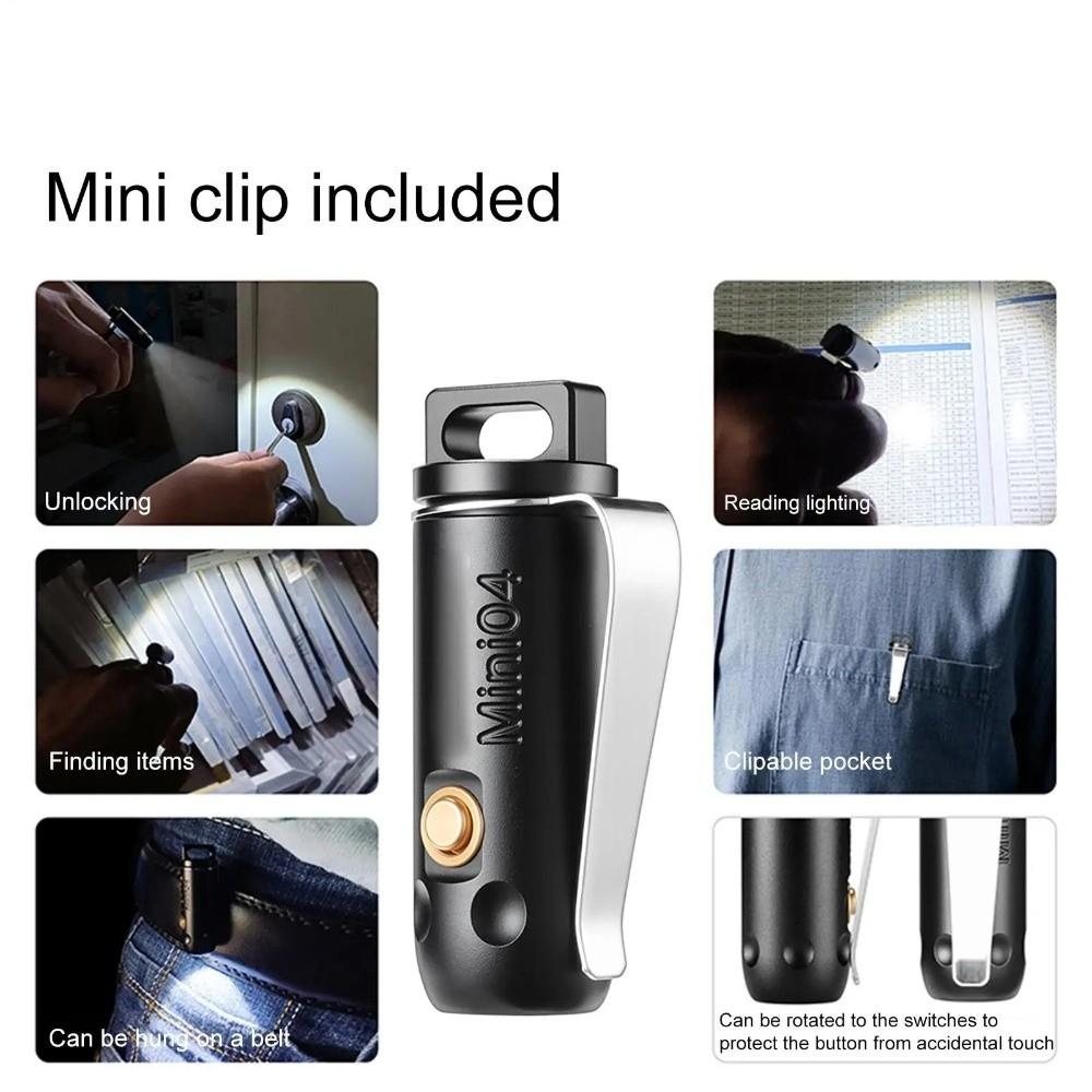 4-Mode Bright Mini Flashlight Keychain Aluminum Waterproof Bright Flashlight Camping Lantern Running Cycling Camping Hiking
