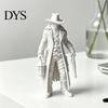 Matte Black Ornament 3D Printed Gothic Lantern Hunter Figurine, Dark Cloaked Man Statue Durable Static Figure with Cape for Halloween, Spooky