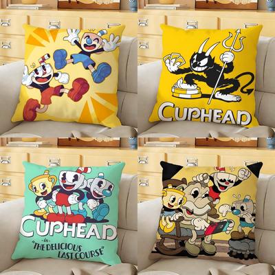 Cartoon CCuphead Cushion Cover Soft Durable Reversible Pillow Cover Home Car MultiScene Daily Comfort Pillowcase