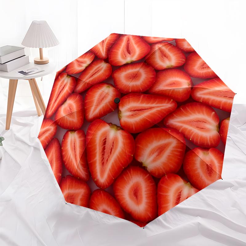 1 PC Automatic Folding Umbrella -Some fruitsPattern,Portable & Foldable Design with 8 Ribs,Christmas Birthday Gifts