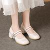Leather flat for Huizhou women's shoes Su Yinyin same Mary Jane shoes high heels French new high heels women