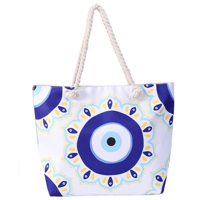 Women's Beach Bag Devil Eyes Tote Blue Eyes Shoulder Bag Evil Eye Canvas Bag