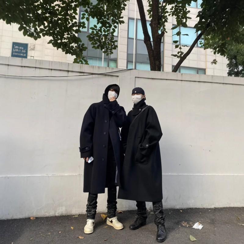 Long Wool Blend Overcoat Women Oversized Knee-Length Trench Coat Winter Fashion Outerwear