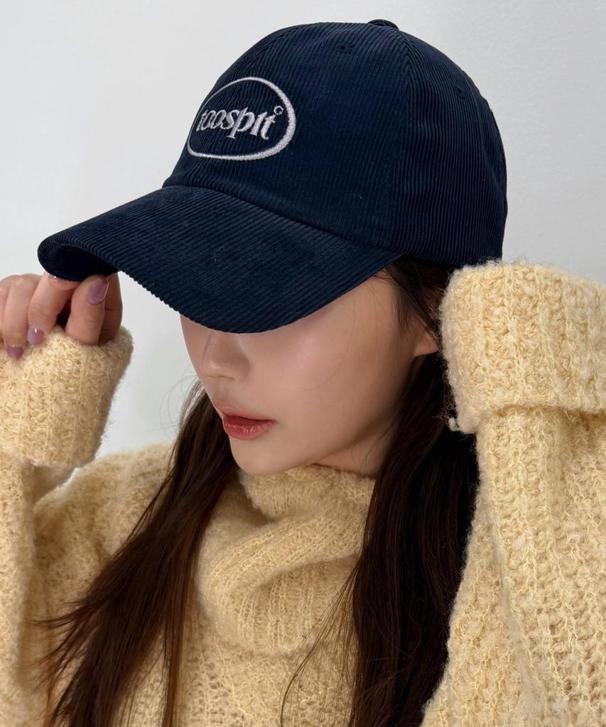 Tueseupis Corduroy Logo Ball Cap (Navy)