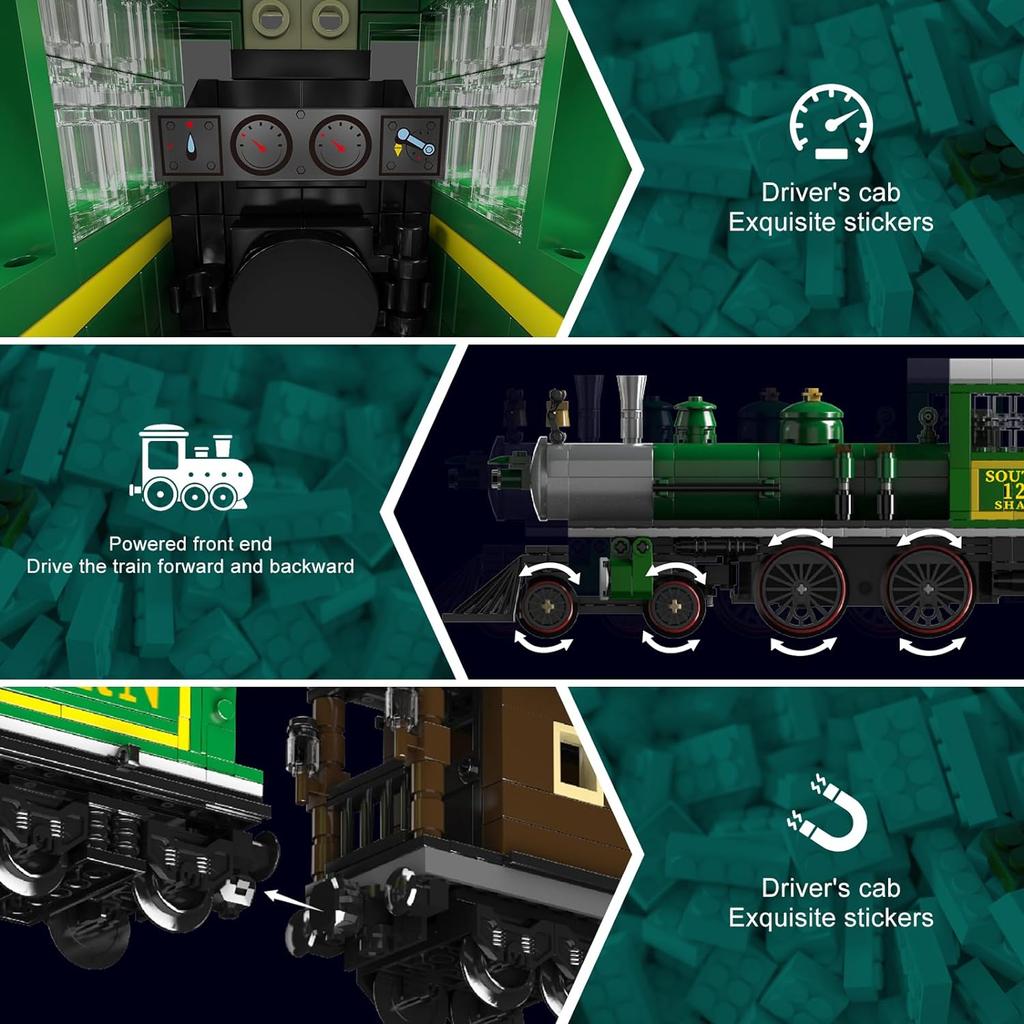 Mould King 12024 Technical Car Building Block Remote Control Steam Locomotive with Train Tunnel Part Model Kids Christmas Gift