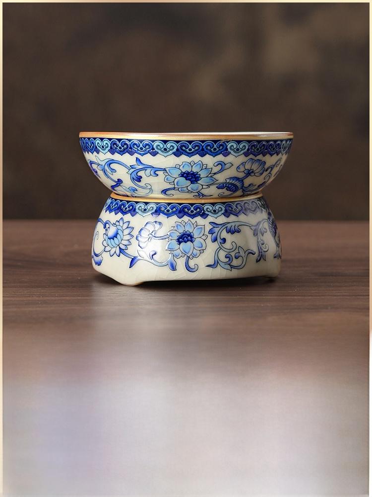 Ruyao Ceramic Tea Strainer Home Use Integrated Tea Brewing Device Full Porcelain Hole Tea Accessories Tea Leaf Filter Gongfu Cup