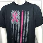 

Breast Cancer Awareness T Shirt Mens Size XL Pink Ribbon American Flag Graphic 3XL