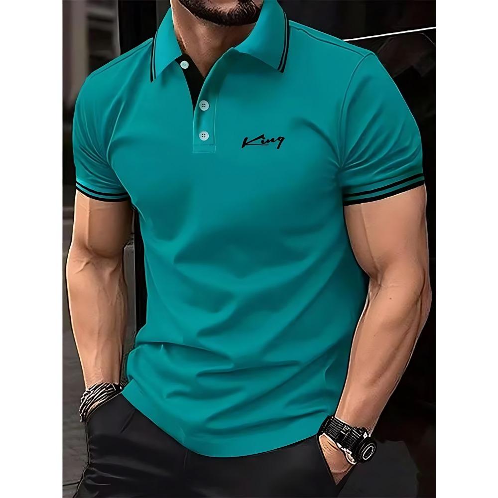 

Men s polo shirt is breathable, sweat absorbing, casual, and simple, with men s letter printing 5XL