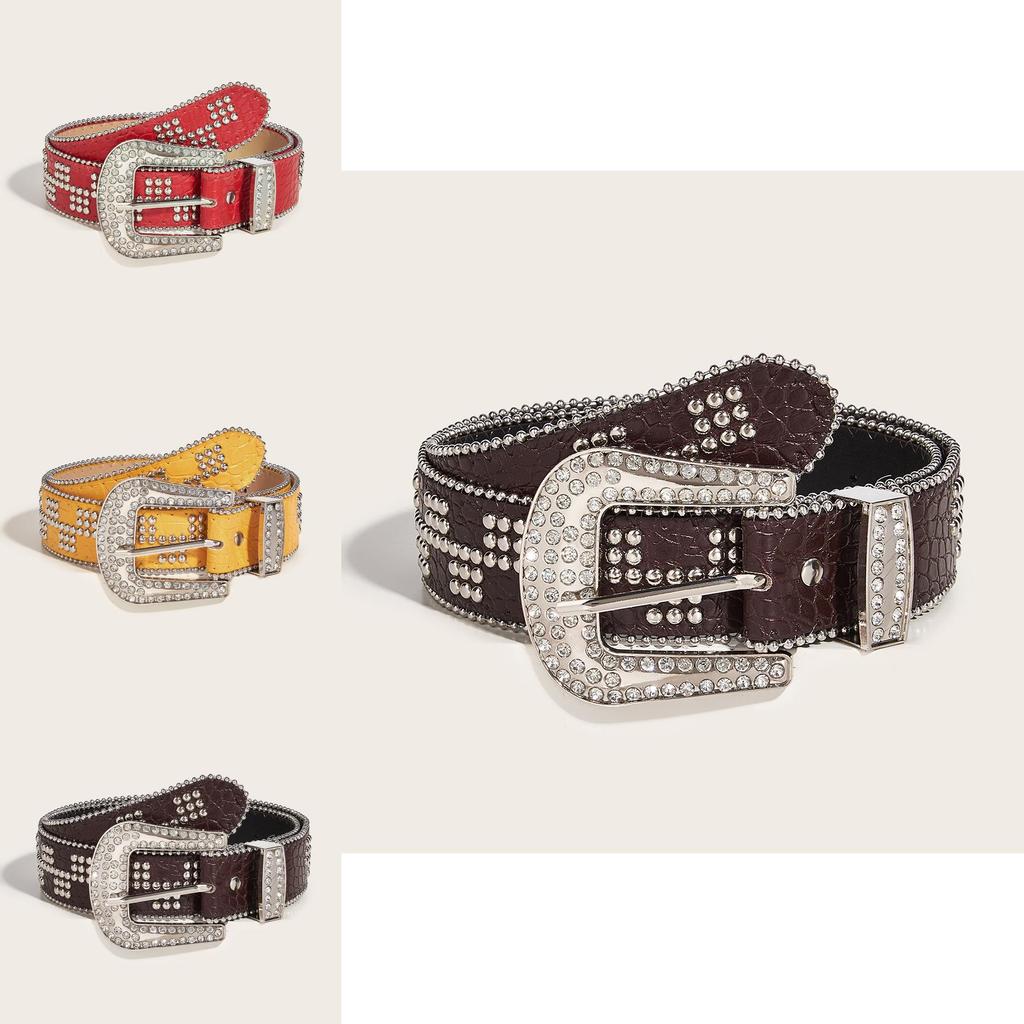 Style Pu Leather Belt With Starry Compass Buckle For Casual Youth Fashion