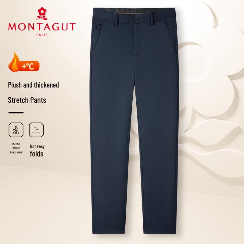 

MONTAGUT Men s Winter Plush-Lined Straight-Leg Casual Pants 30