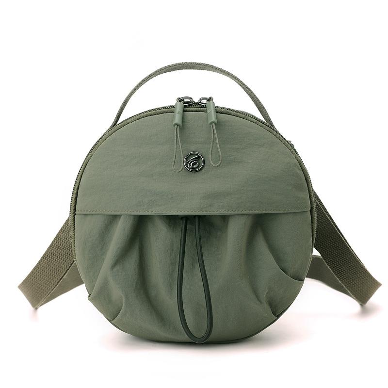 Casual Nylon Cloth Crossbody Bag Women's 2025 New Light Commuter Small Round Bag Drawstring Simple Portable Shoulder Bag
