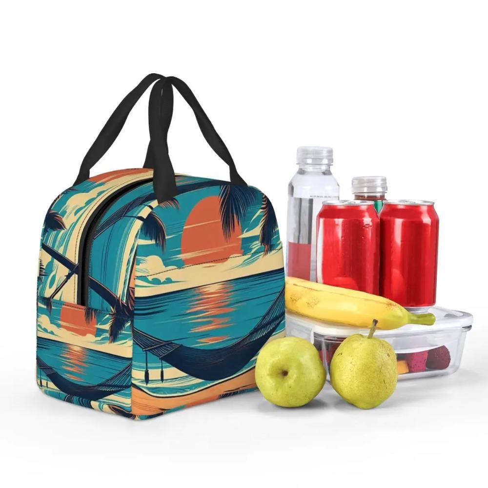 Beach Hammock Pattern Insulated Lunch Bag for Women Kids Portable Food Boxes Thermal Lunch Box Tote