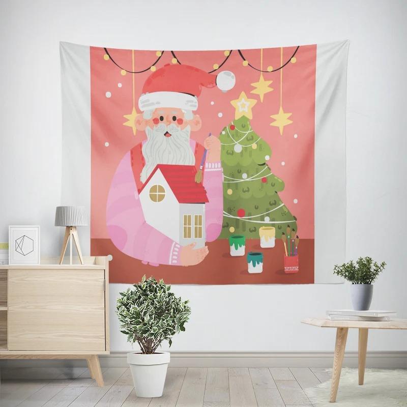 Natal Ano Novo Árvore de Natal Boneco de Neve Padrão Tapeçaria Sala de Estar Sofá Interior do Carro Tapeçaria Decorativa