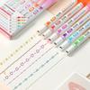 6Pcs/Set Kawaii Flowers Line Shaped Highlighter Pens Roller Tip Curve Liner Marker Writing