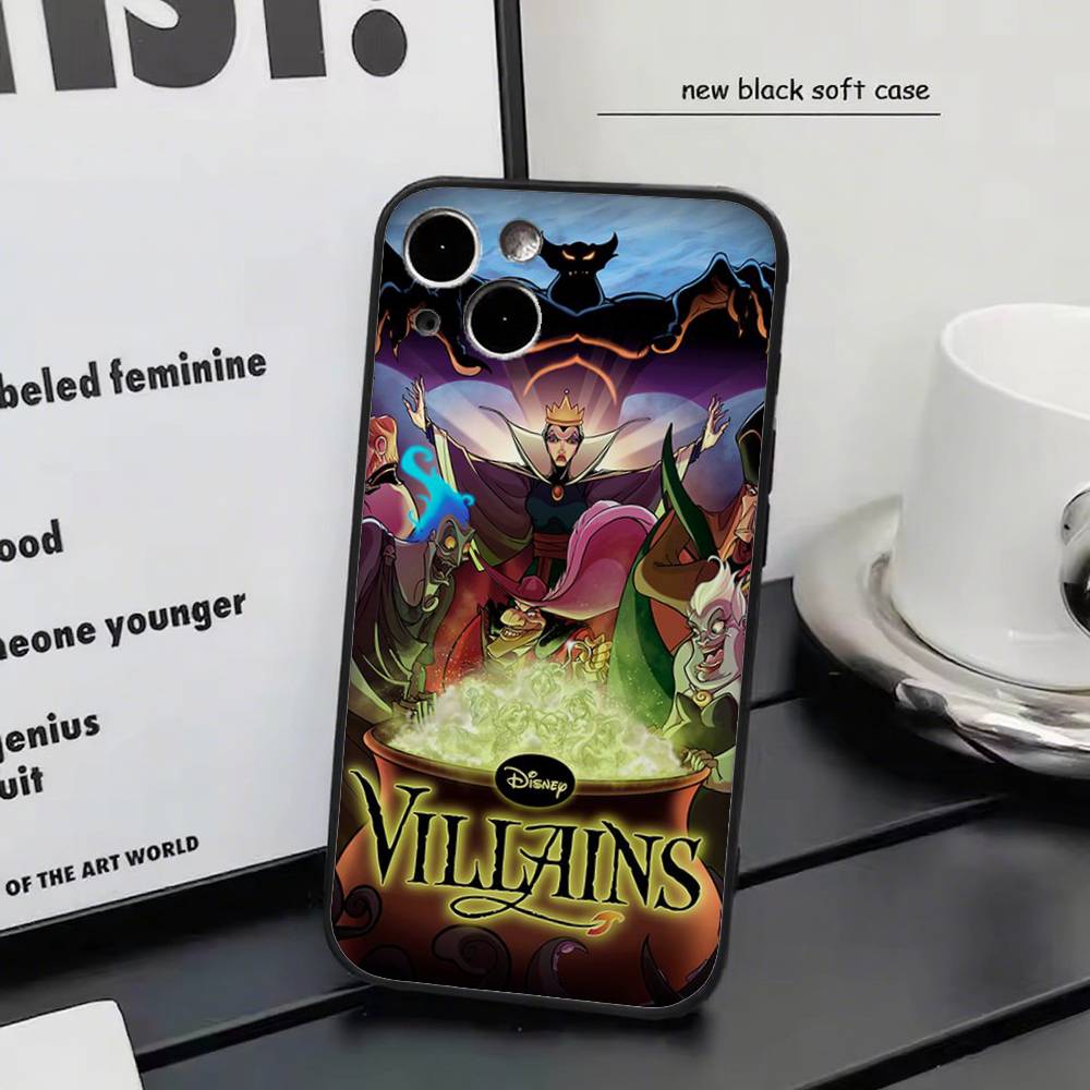 Disney Villains For iPhone 17 Air 16 15 14 13 12 11 Pro Black Soft Cover Phone Case