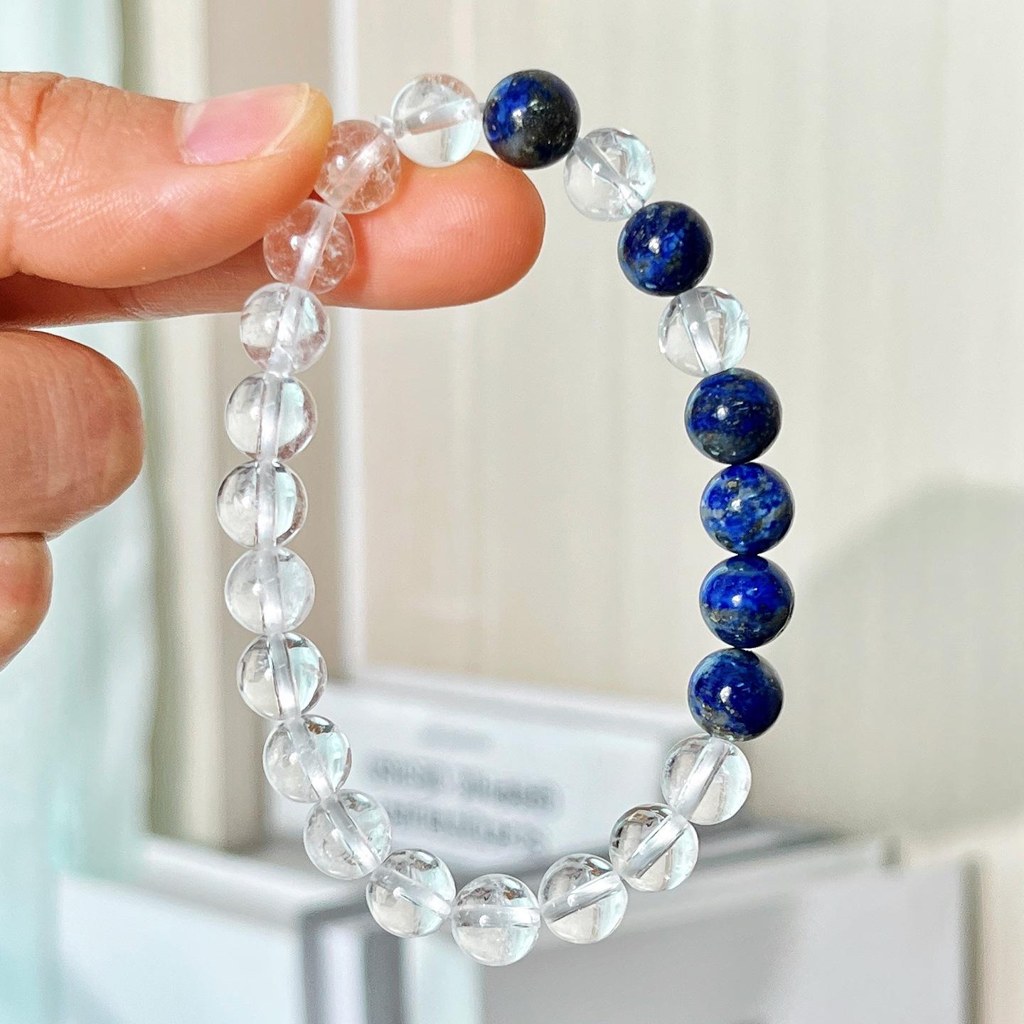Design Sense Natural White Crystal Lapis Lazuli Contrasting Color Bracelet Bracelet