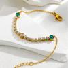 DIEYURO 316L Stainless Steel Exquisite Fashion Round Blue Zircon Golden Chain Bracelet Classic Women New Non-fading Jewelry