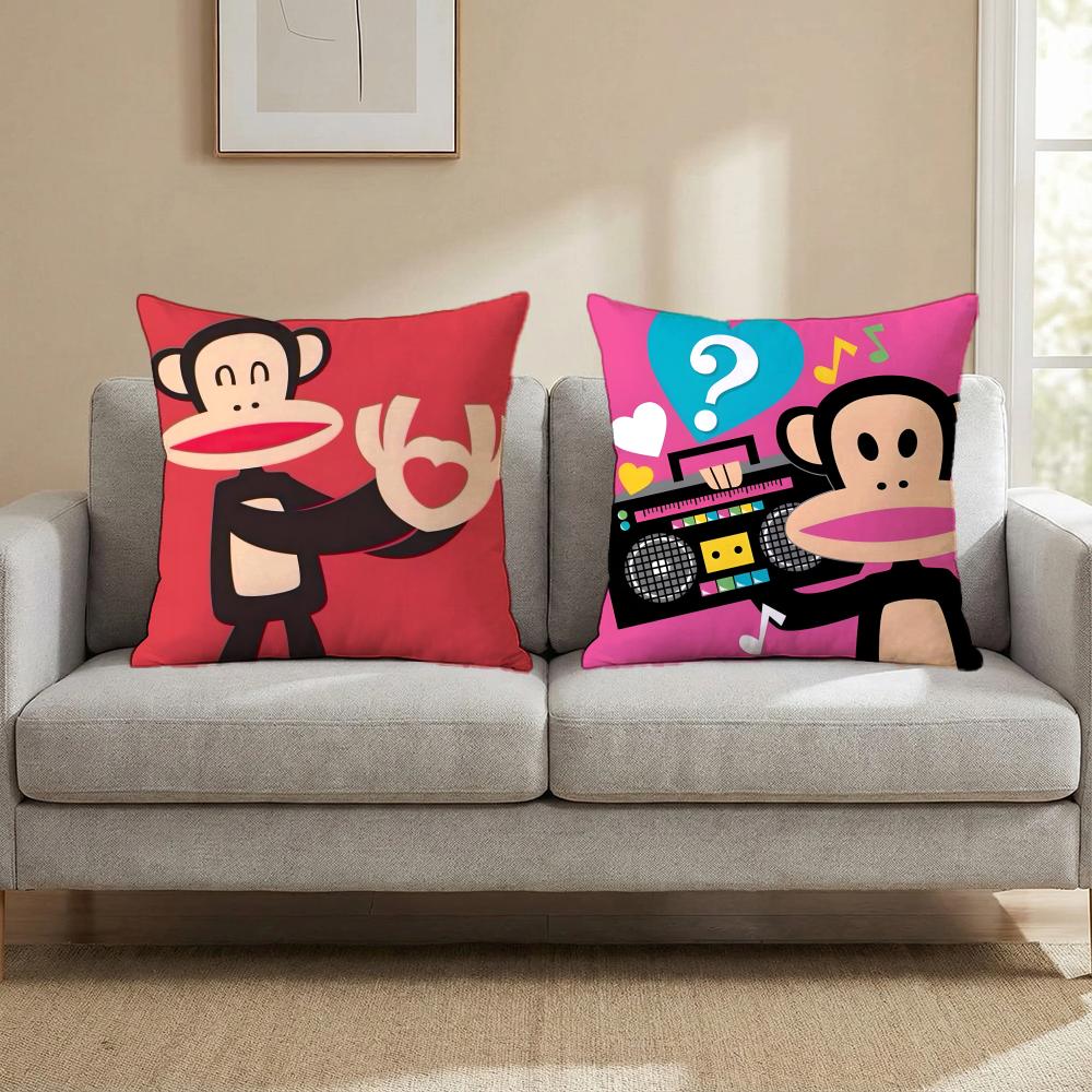 Cartoon P-Paul Frank Monkey Cushion Cover Multi-Scene Pillow Cover for Home & Car - Reversible, Soft & Durable for Daily Use